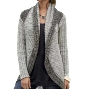 Cabi Open‎ Knit Cardigan Draped Medium Cotton Blend Knit Sweater Brown Beige